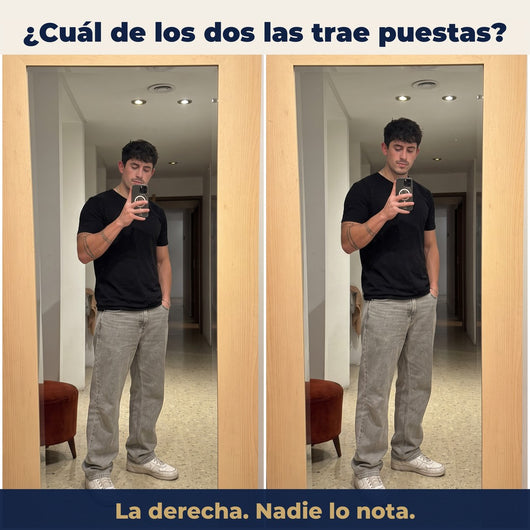 El mismo hombre con y sin plantillas: nadie nota cuál las lleva