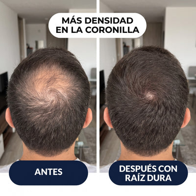Coronilla antes y después con Raíz Dura