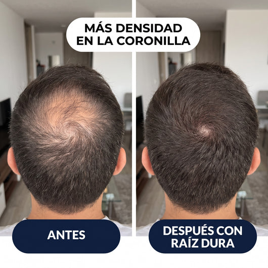Coronilla antes y después con Raíz Dura